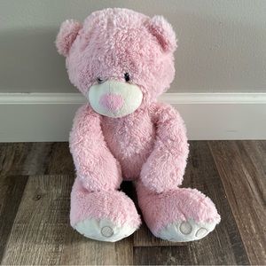 Animal Adventure Pink White Bear 15" Plush 2018 Fuzzy Soft Pink Nose Baby